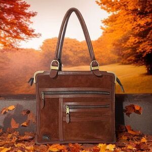 Phillippe Suede Shoulder Bag Purse Vtg 70s 80s Messenger‎ Leather Trim Boho Chic